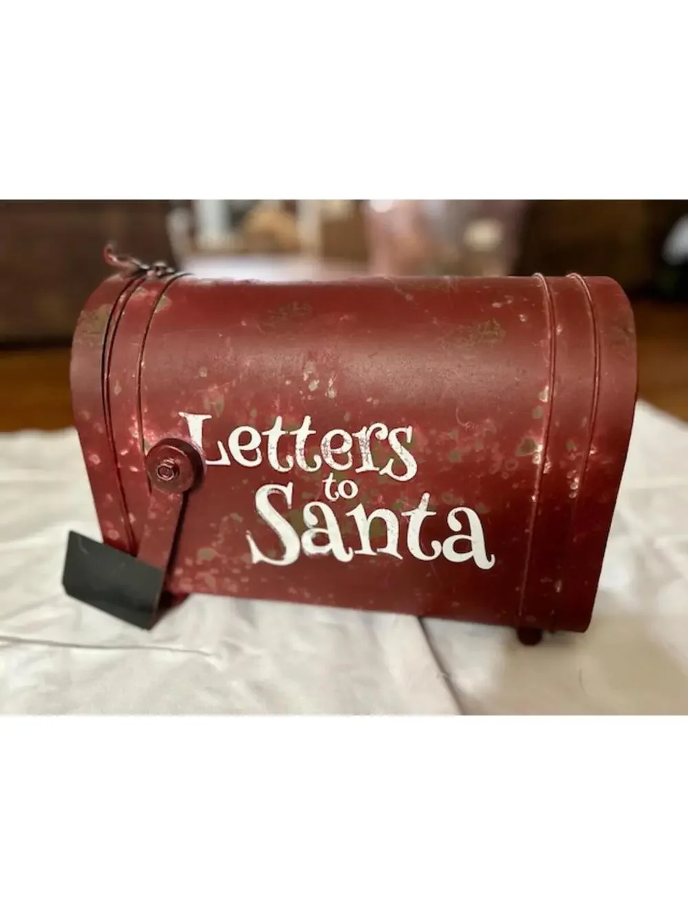 Vintage Red Metal Letters to Santa Mailbox